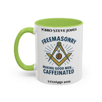 Premium Personalised Freemason Colour Rim Mug - Meme - Making good men caffeinated - Masonic Mugs