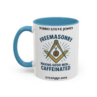 Premium Personalised Freemason Colour Rim Mug - Meme - Making good men caffeinated - Masonic Mugs