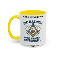 Premium Personalised Freemason Colour Rim Mug - Meme - Making good men caffeinated - Masonic Mugs