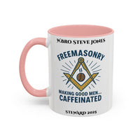 Premium Personalised Freemason Colour Rim Mug - Meme - Making good men caffeinated - Masonic Mugs