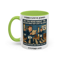 Premium Personalised Freemason Colour Rim Mug - Meme - missed the signs - Masonic Mugs