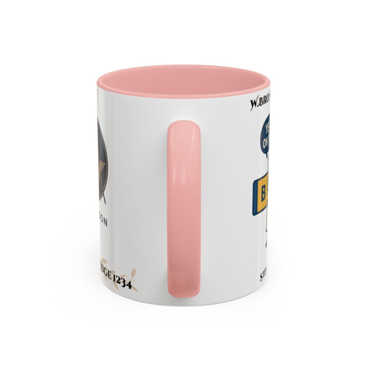 Premium Personalised Freemason Colour Rim Mug - Meme - On the level - Masonic Mugs