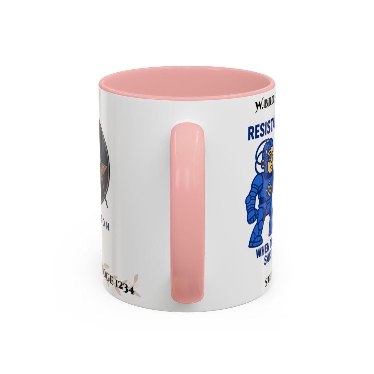 Premium Personalised Freemason Colour Rim Mug - Meme - resistance is file - Masonic Mugs
