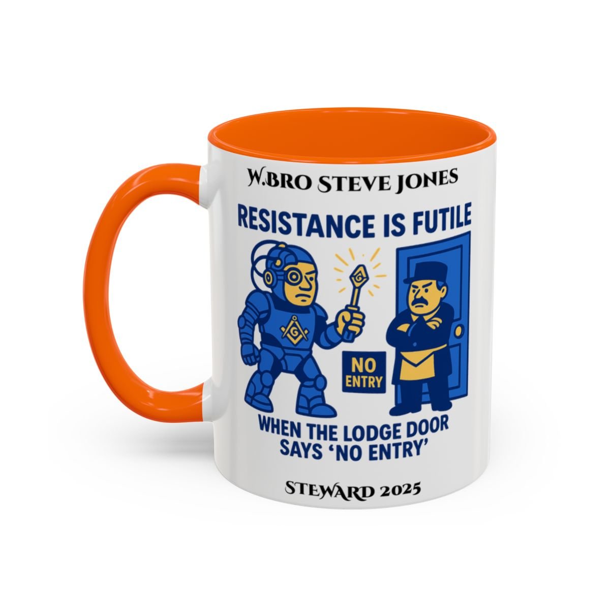 Premium Personalised Freemason Colour Rim Mug - Meme - resistance is file - Masonic Mugs