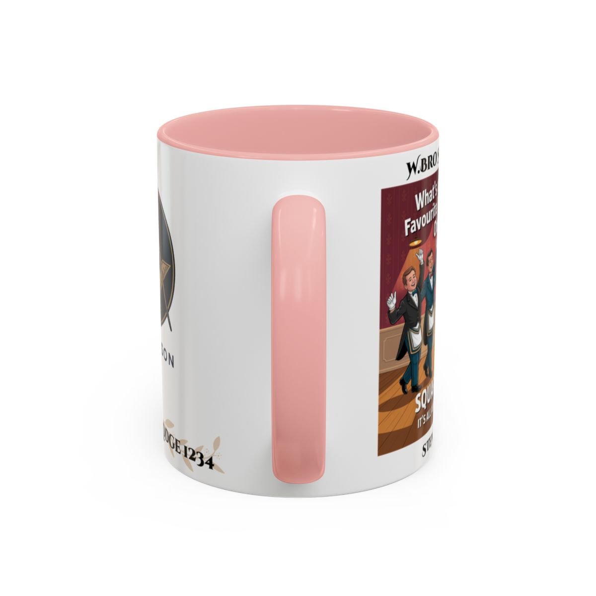 Premium Personalised Freemason Colour Rim Mug - Meme - Square Dance - Masonic Mugs