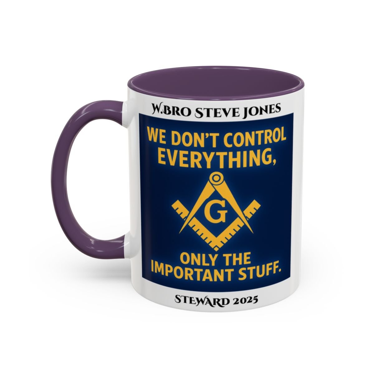 Premium Personalised Freemason Colour Rim Mug - Meme - We don't control everything - Masonic Mugs