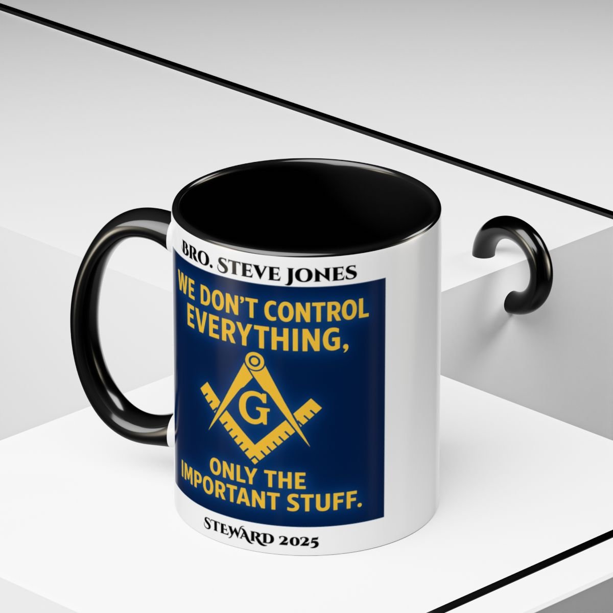 Premium Personalised Freemason Colour Rim Mug - Meme - We don't control everything - Masonic Mugs