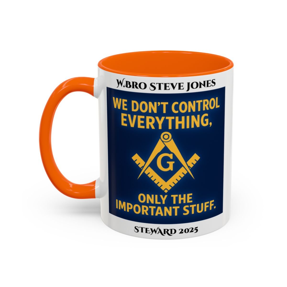 Premium Personalised Freemason Colour Rim Mug - Meme - We don't control everything - Masonic Mugs