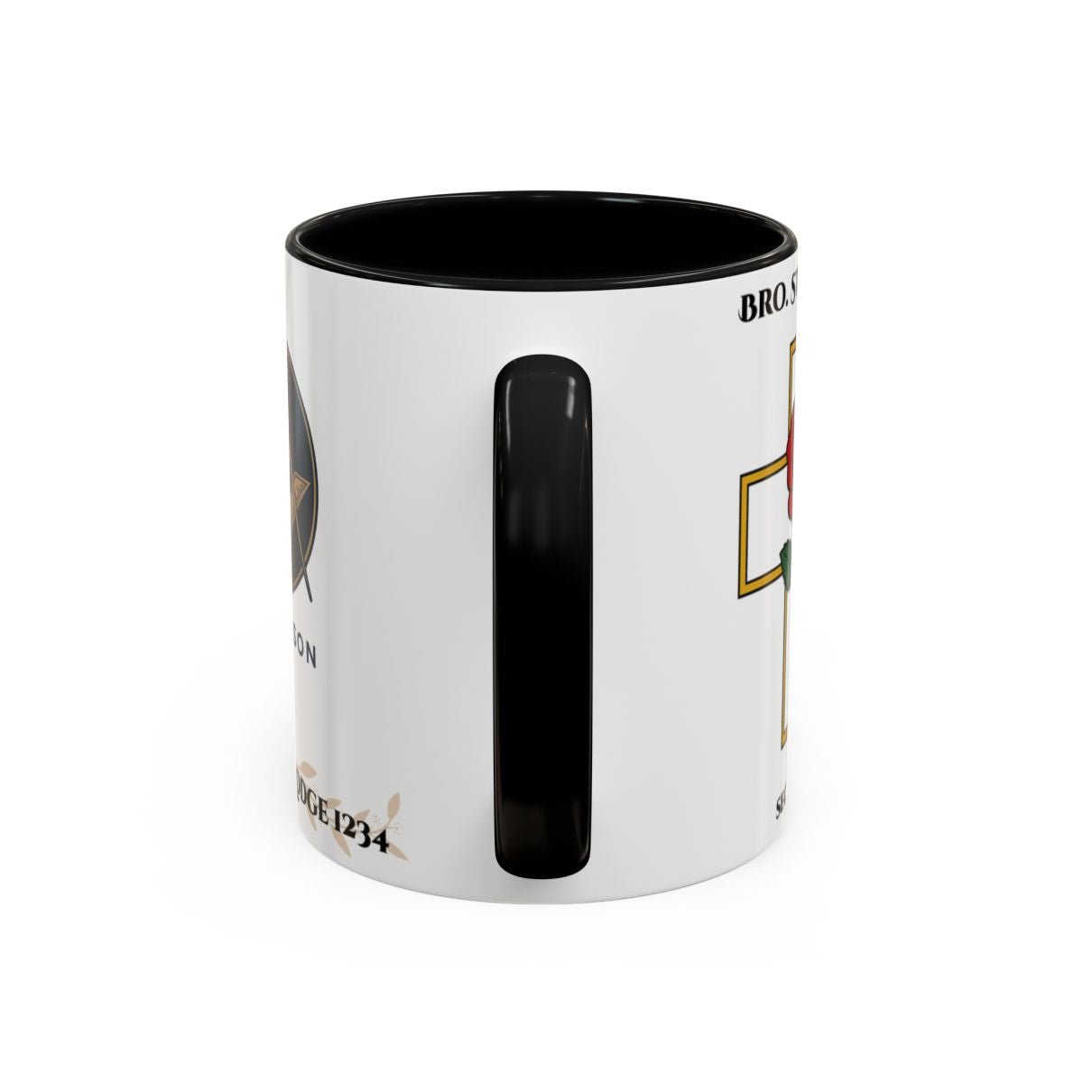 Premium Personalised Freemason Colour Rim Mug - Rose Croix Design - Masonic Mugs