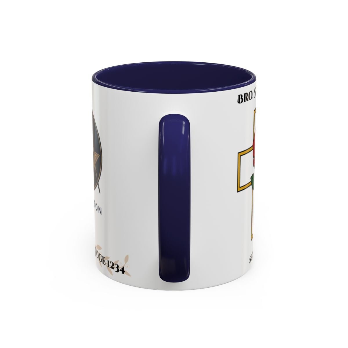 Premium Personalised Freemason Colour Rim Mug - Rose Croix Design - Masonic Mugs
