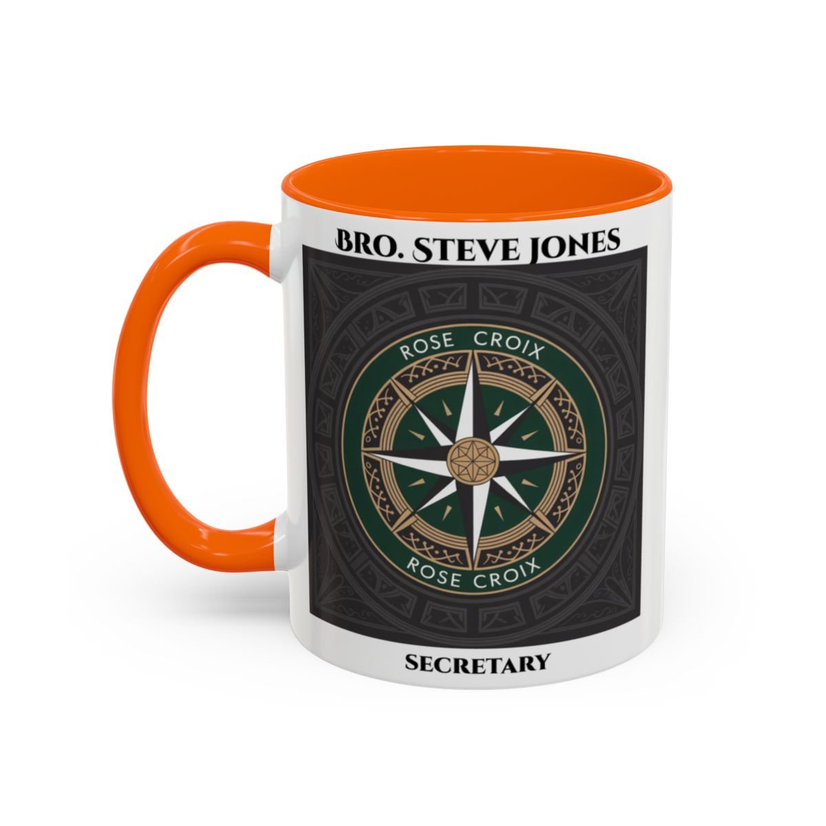Premium Personalised Freemason Colour Rim Mug - Rose Croix Emblem - Masonic Mugs