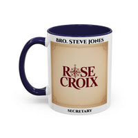 Premium Personalised Freemason Colour Rim Mug - Rose Croix Emblem - Masonic Mugs