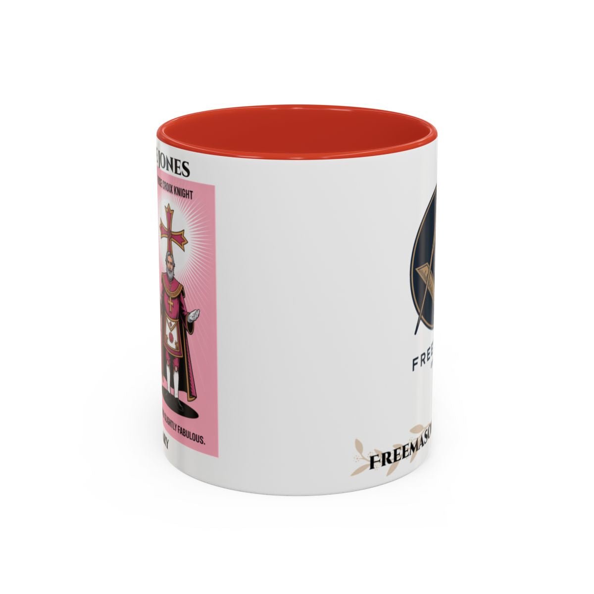 Premium Personalised Freemason Colour Rim Mug - Rose Croix Knight Design - Masonic Mugs