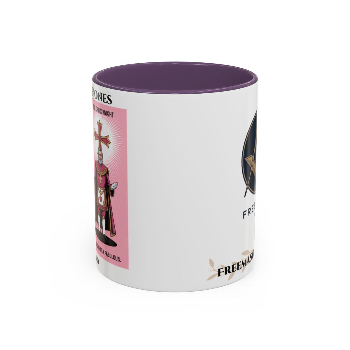 Premium Personalised Freemason Colour Rim Mug - Rose Croix Knight Design - Masonic Mugs