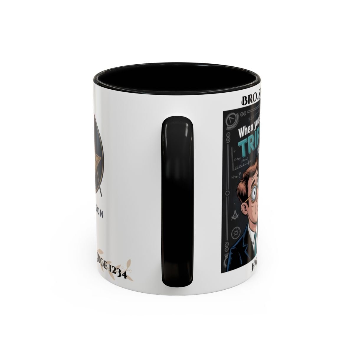 Premium Personalised Freemason Colour Rim Mug - Royal Arch Funny Triple Tau Design - Masonic Mugs
