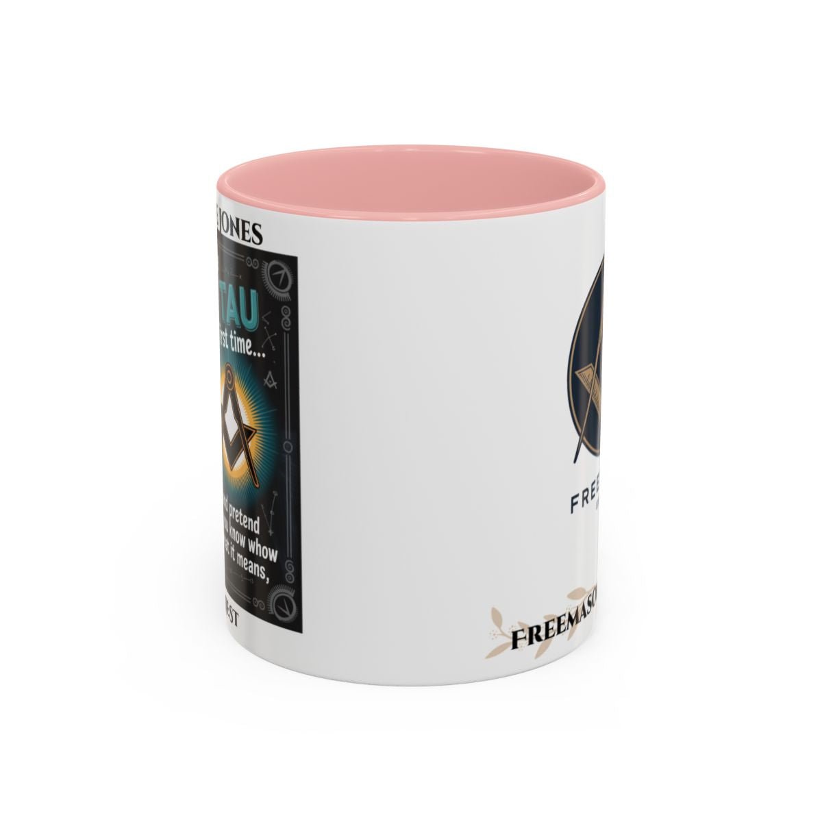 Premium Personalised Freemason Colour Rim Mug - Royal Arch Funny Triple Tau Design - Masonic Mugs