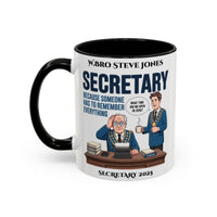 Premium Personalised Freemason Colour Rim Mug - Secretary Design - Becuase someone has to remember everything - Masonic Mugs