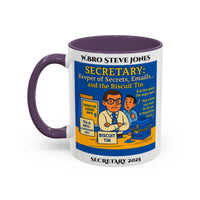 Premium Personalised Freemason Colour Rim Mug - Secretary Design - Keeper of the Secrets and Biscuit tin - Masonic Mugs