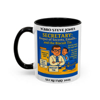Premium Personalised Freemason Colour Rim Mug - Secretary Design - Keeper of the Secrets and Biscuit tin - Masonic Mugs