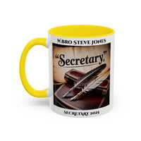 Premium Personalised Freemason Colour Rim Mug - Secretary Design - Quill - Masonic Mugs