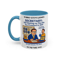 Premium Personalised Freemason Colour Rim Mug - Secretary Design - Still waiting... - Masonic Mugs