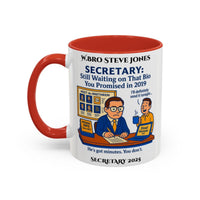 Premium Personalised Freemason Colour Rim Mug - Secretary Design - Still waiting... - Masonic Mugs