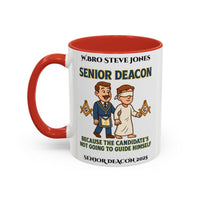 Premium Personalised Freemason Colour Rim Mug - Senior Deacon Design - Because the candidates not going to guide himself. - Masonic Mugs