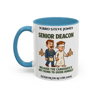 Premium Personalised Freemason Colour Rim Mug - Senior Deacon Design - Because the candidates not going to guide himself. - Masonic Mugs