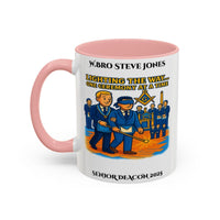 Premium Personalised Freemason Colour Rim Mug - Senior Deacon Design - Lighting the way one ceremony at a time - Masonic Mugs