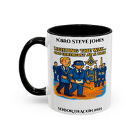 Premium Personalised Freemason Colour Rim Mug - Senior Deacon Design - Lighting the way one ceremony at a time - Masonic Mugs