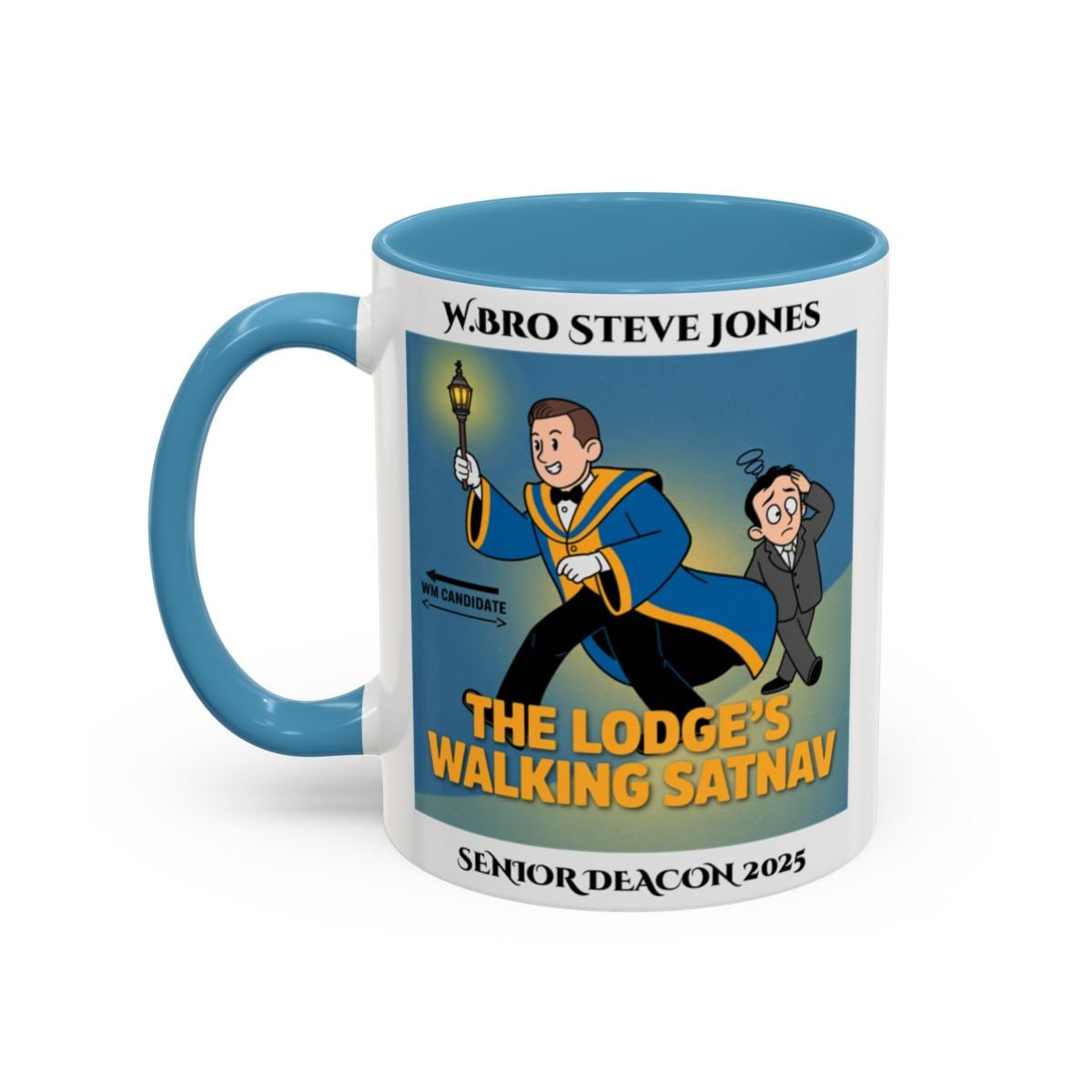 Premium Personalised Freemason Colour Rim Mug - Senior Deacon Design - The lodges walking satnav - Masonic Mugs