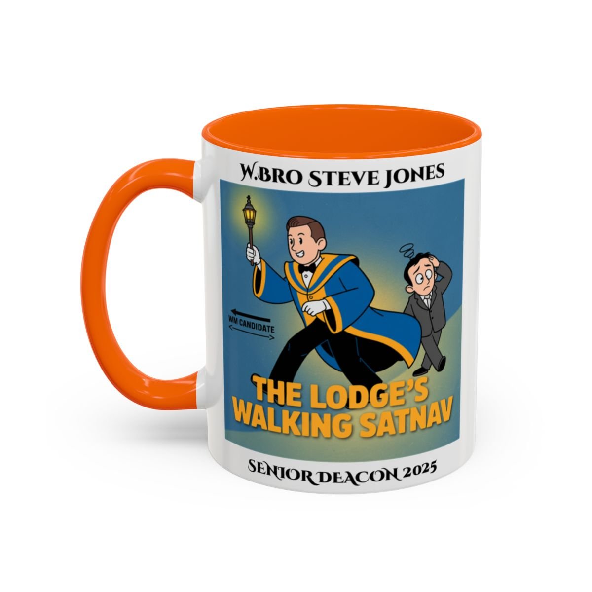 Premium Personalised Freemason Colour Rim Mug - Senior Deacon Design - The lodges walking satnav - Masonic Mugs
