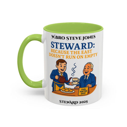 Premium Personalised Freemason Colour Rim Mug - Steward Design - Because the East Doesn't run on empty - Masonic Mugs