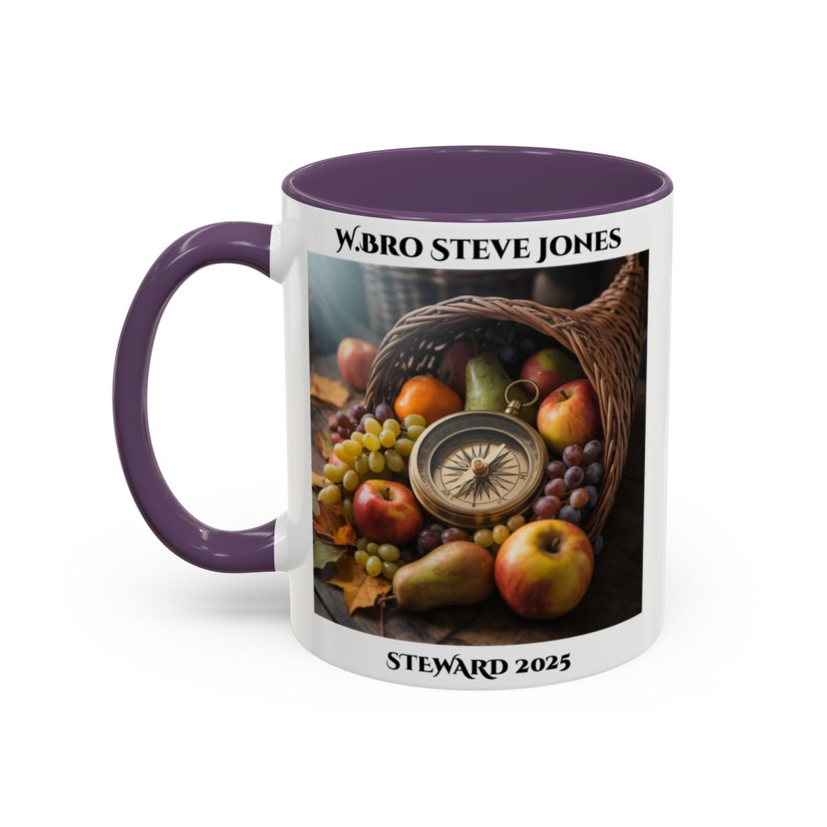 Premium Personalised Freemason Colour Rim Mug - Steward Design - Cornucopia - Masonic Mugs
