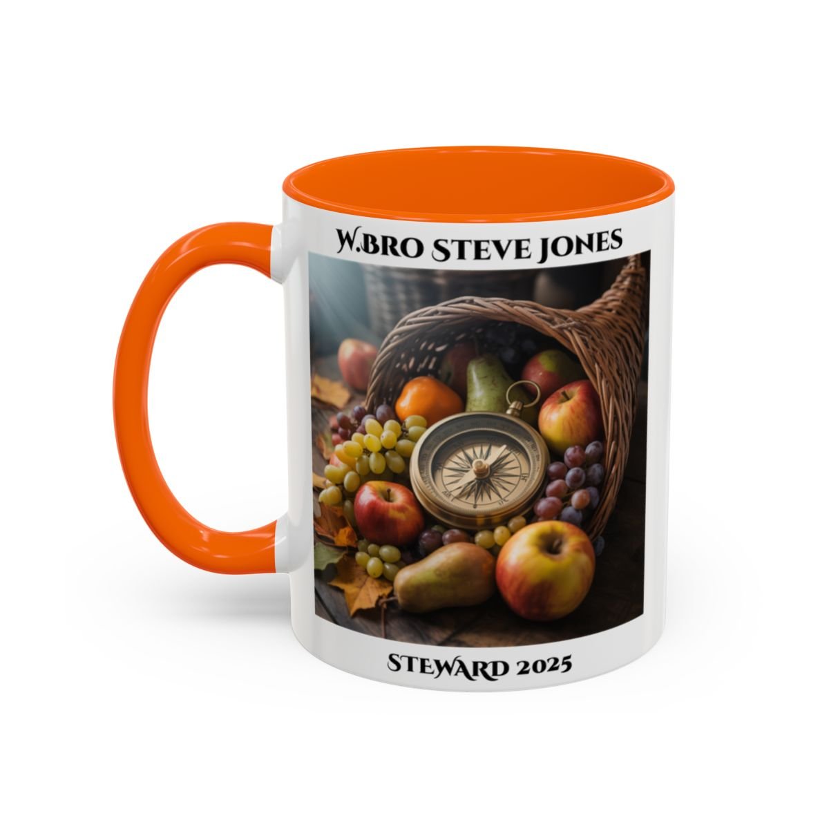 Premium Personalised Freemason Colour Rim Mug - Steward Design - Cornucopia - Masonic Mugs