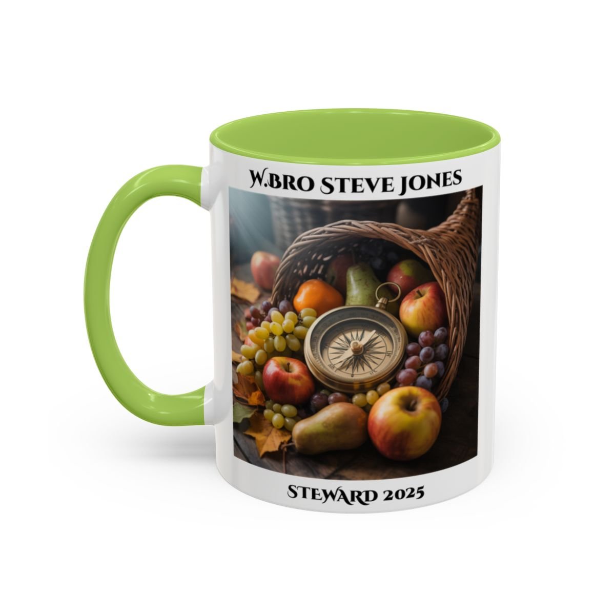 Premium Personalised Freemason Colour Rim Mug - Steward Design - Cornucopia - Masonic Mugs