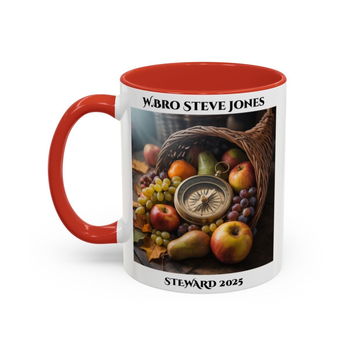 Premium Personalised Freemason Colour Rim Mug - Steward Design - Cornucopia - Masonic Mugs
