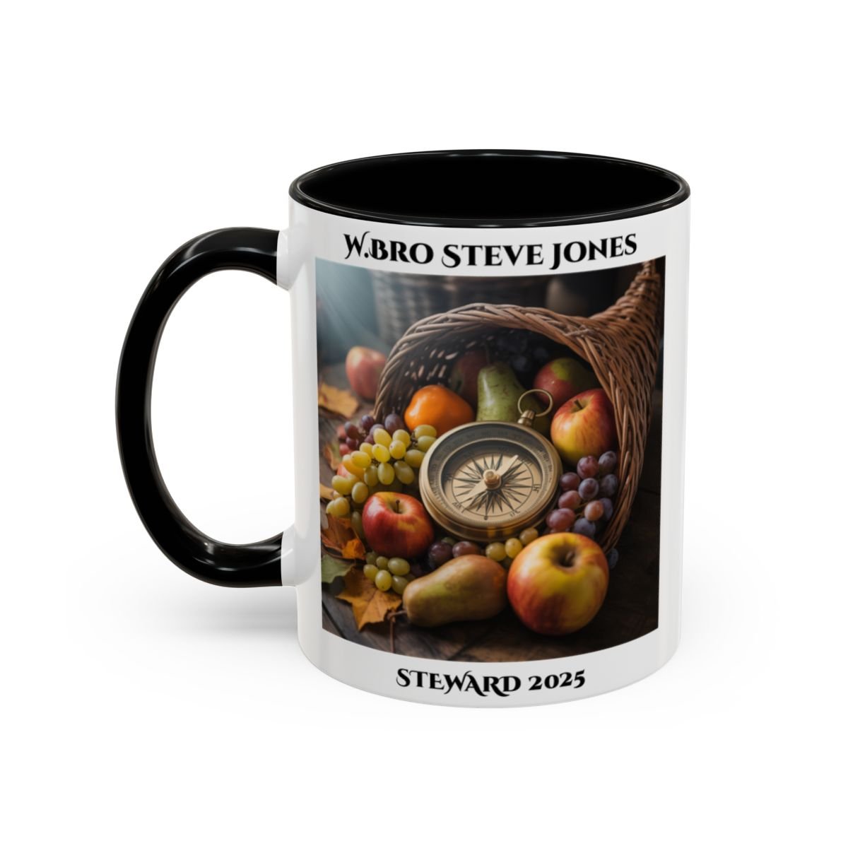 Premium Personalised Freemason Colour Rim Mug - Steward Design - Cornucopia - Masonic Mugs