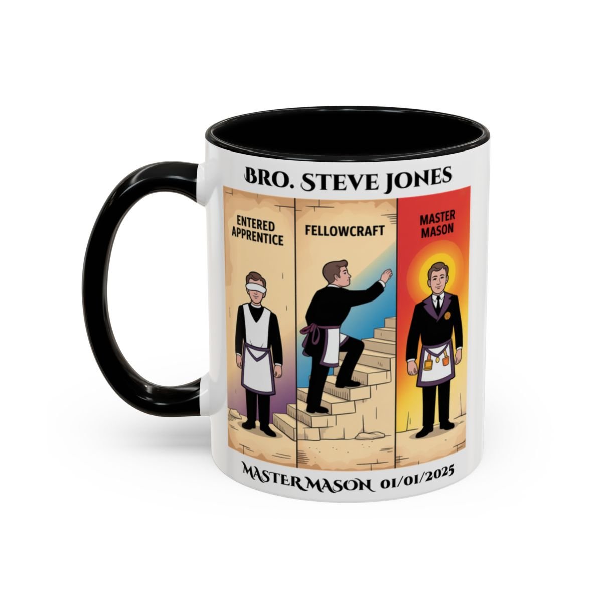 Premium Personalised Freemason Colour Rim Mug - Third Degree - Master Mason - Masonic Mugs