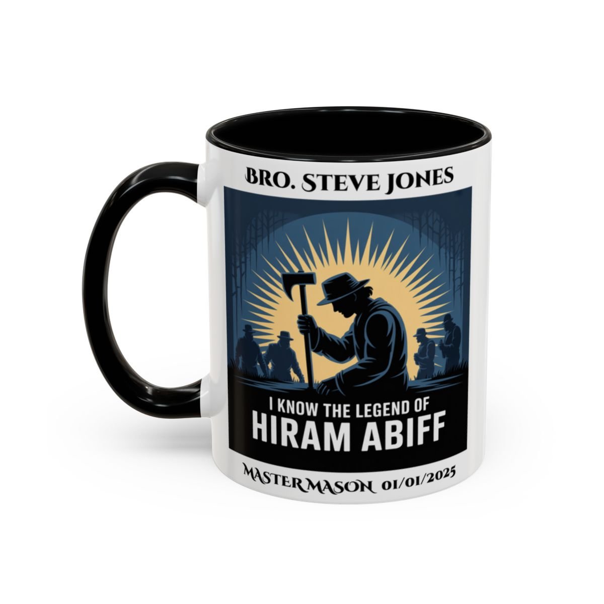 Premium Personalised Freemason Colour Rim Mug - Third Degree - Master Mason - I know the legend of Hiram Abiff - Masonic Mugs