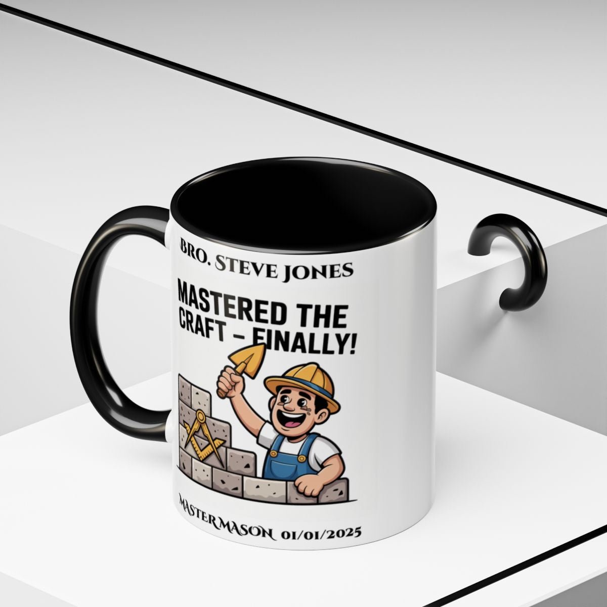Premium Personalised Freemason Colour Rim Mug - Third Degree - Master Mason - Mastered the Craft finally - Masonic Mugs