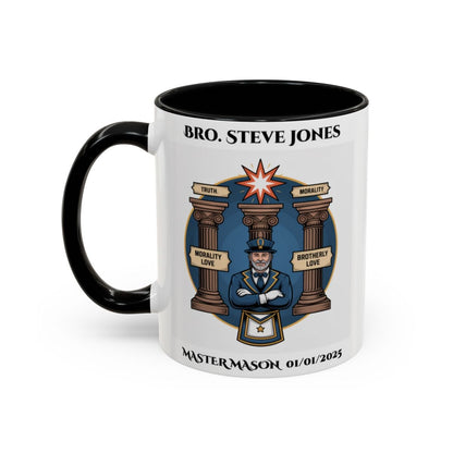 Premium Personalised Freemason Colour Rim Mug - Third Degree - Master Mason - Morality Love. Truth - Masonic Mugs