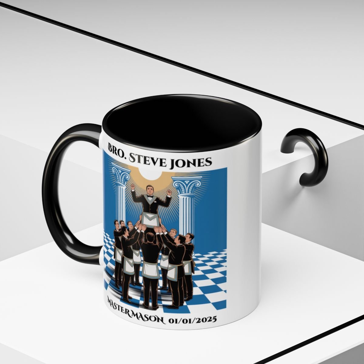 Premium Personalised Freemason Colour Rim Mug - Third Degree - Master Mason - Raised - Masonic Mugs
