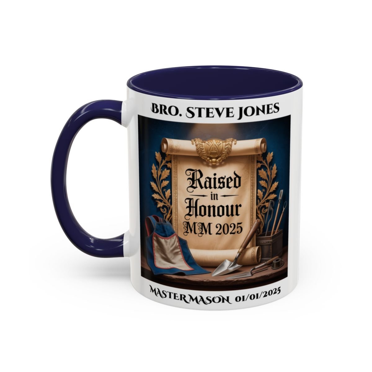 Premium Personalised Freemason Colour Rim Mug - Third Degree - Master Mason - Raised in Honour - Masonic Mugs