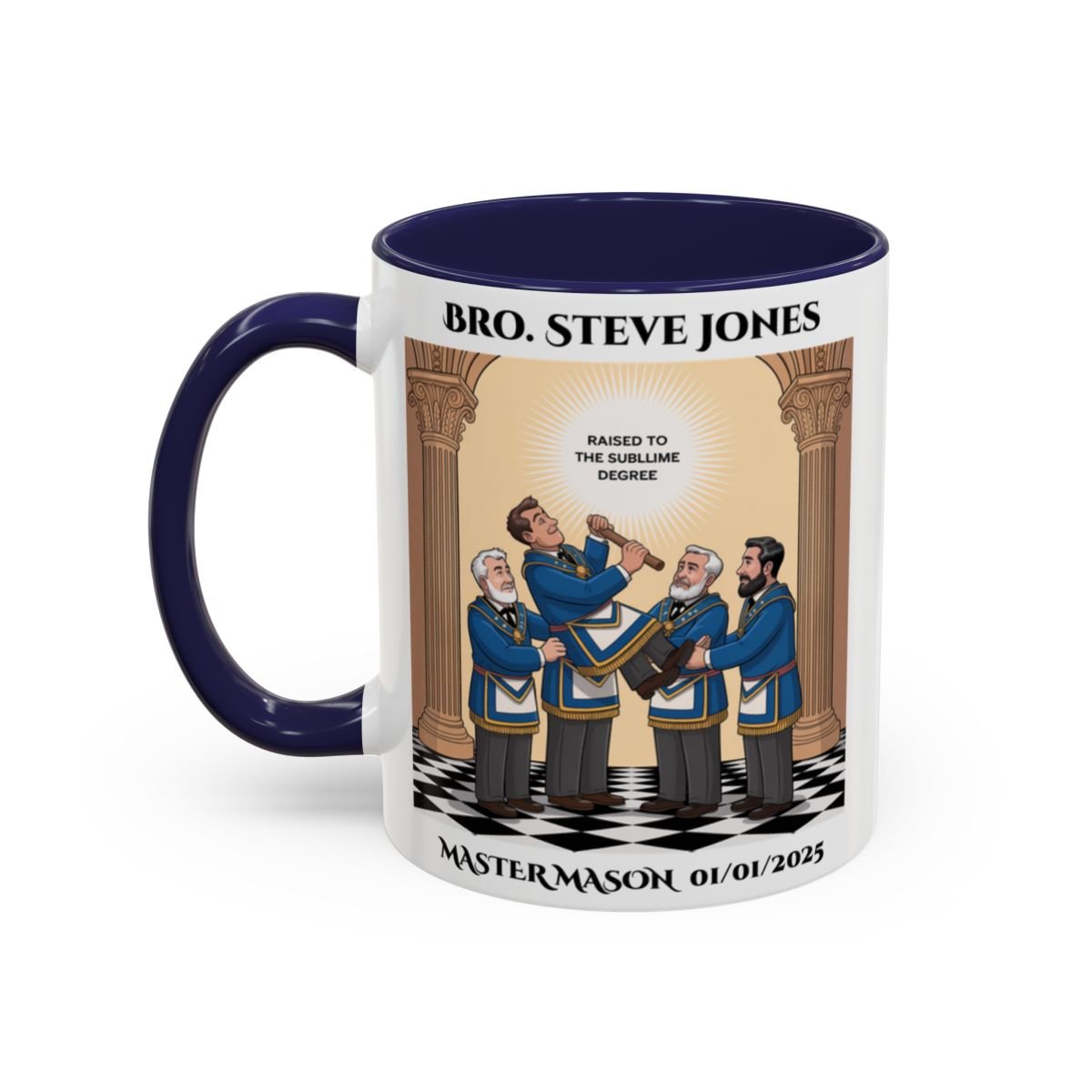 Premium Personalised Freemason Colour Rim Mug - Third Degree - Master Mason - Raised to the sublime degree - Masonic Mugs