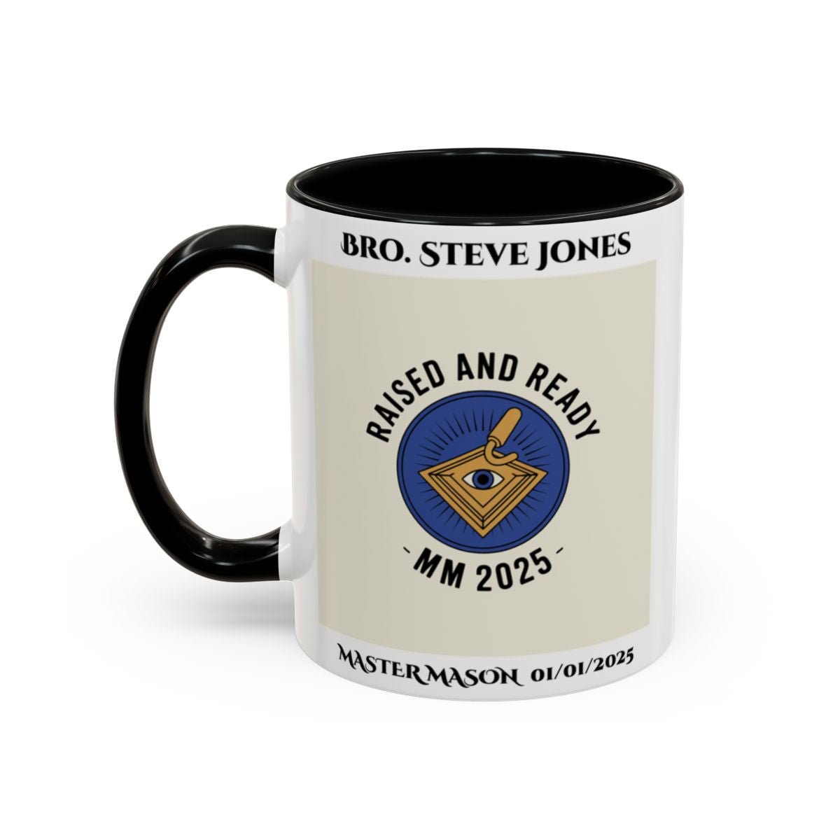 Premium Personalised Freemason Colour Rim Mug - Third Degree - Master Mason - Rasied and Ready - Masonic Mugs