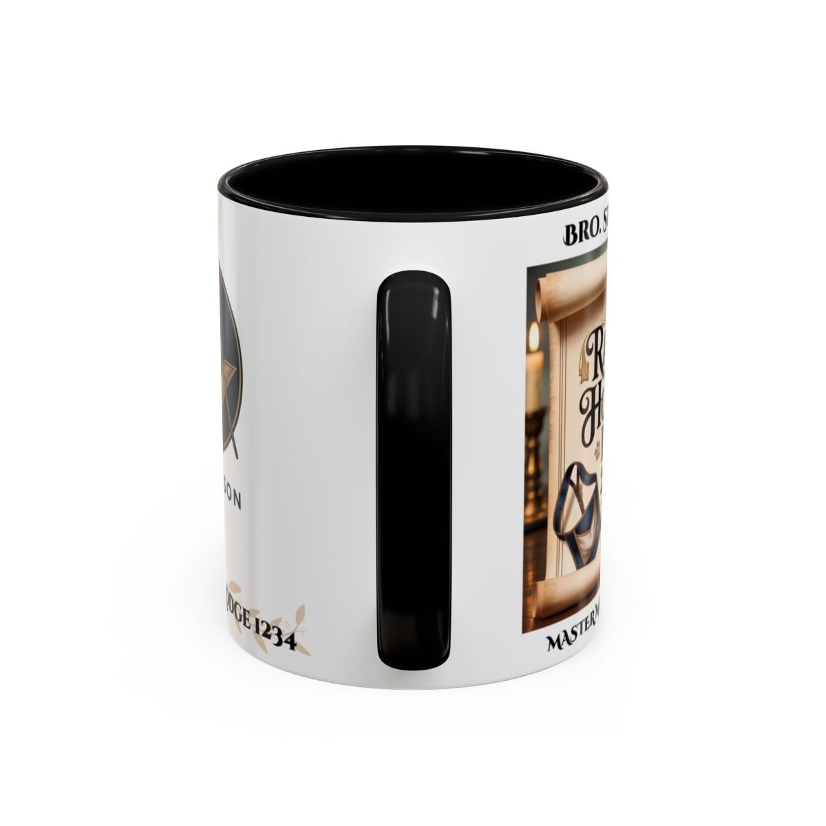 Premium Personalised Freemason Colour Rim Mug - Third Degree - Master Mason - Rasied in Honour - Masonic Mugs