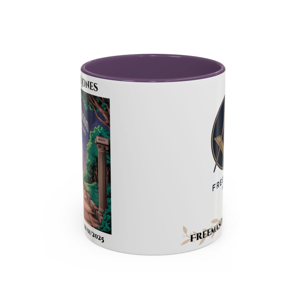 Premium Personalised Freemason Colour Rim Mug - Third Degree - Master Mason - The Journey Continues - Masonic Mugs