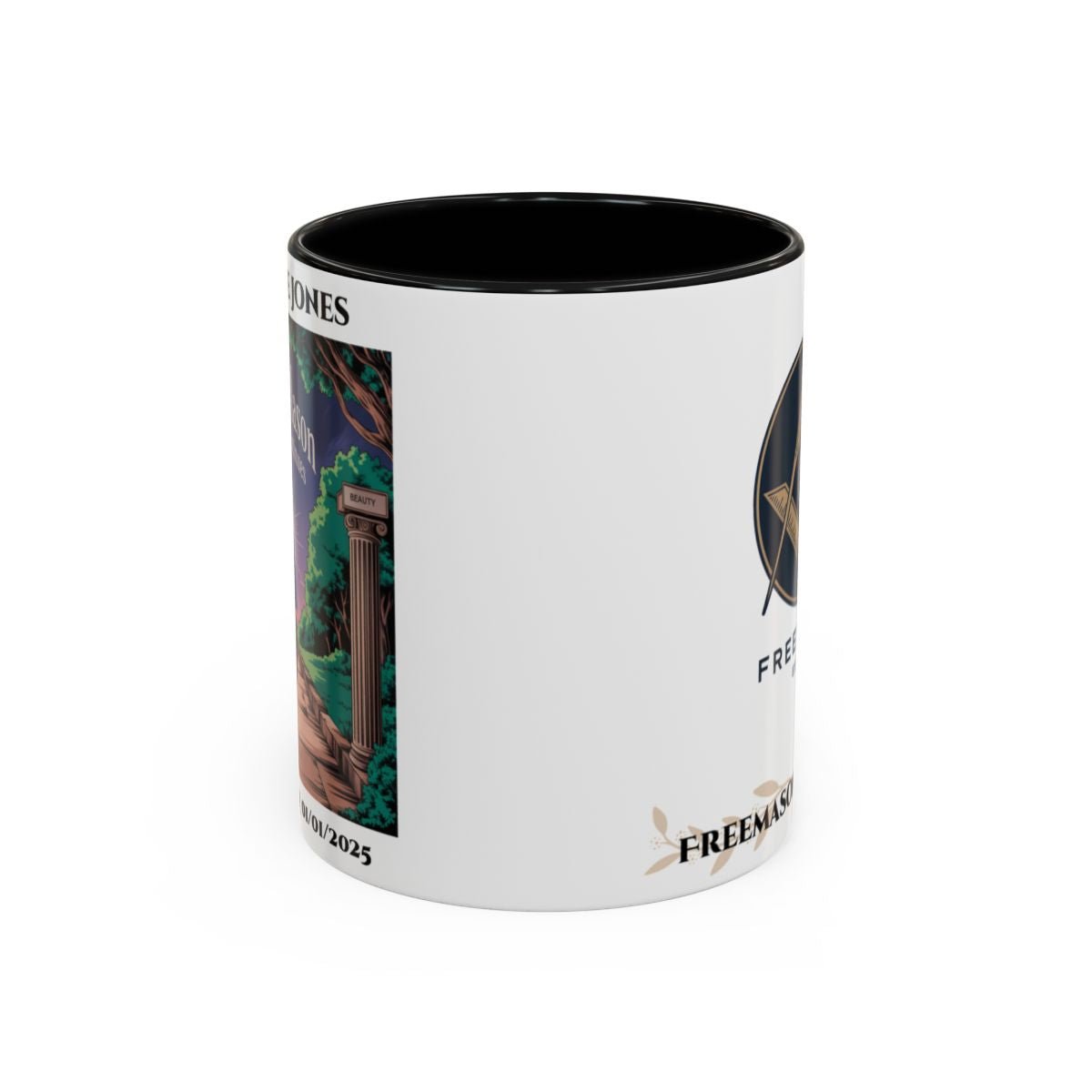 Premium Personalised Freemason Colour Rim Mug - Third Degree - Master Mason - The Journey Continues - Masonic Mugs
