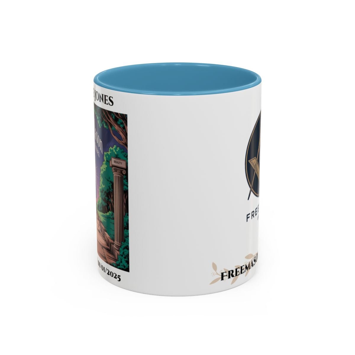 Premium Personalised Freemason Colour Rim Mug - Third Degree - Master Mason - The Journey Continues - Masonic Mugs